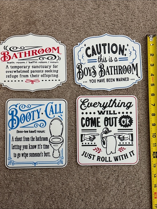 Other - Funny Bathroom Wall Sign Set - with display stands